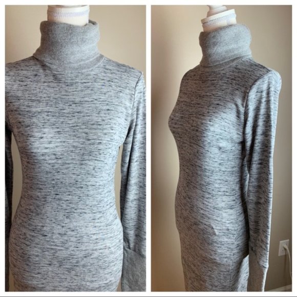 NWT ZARA Women MIDI Turtleneck Knit Pullover Dress in Heather Grey - Picture 4 of 11